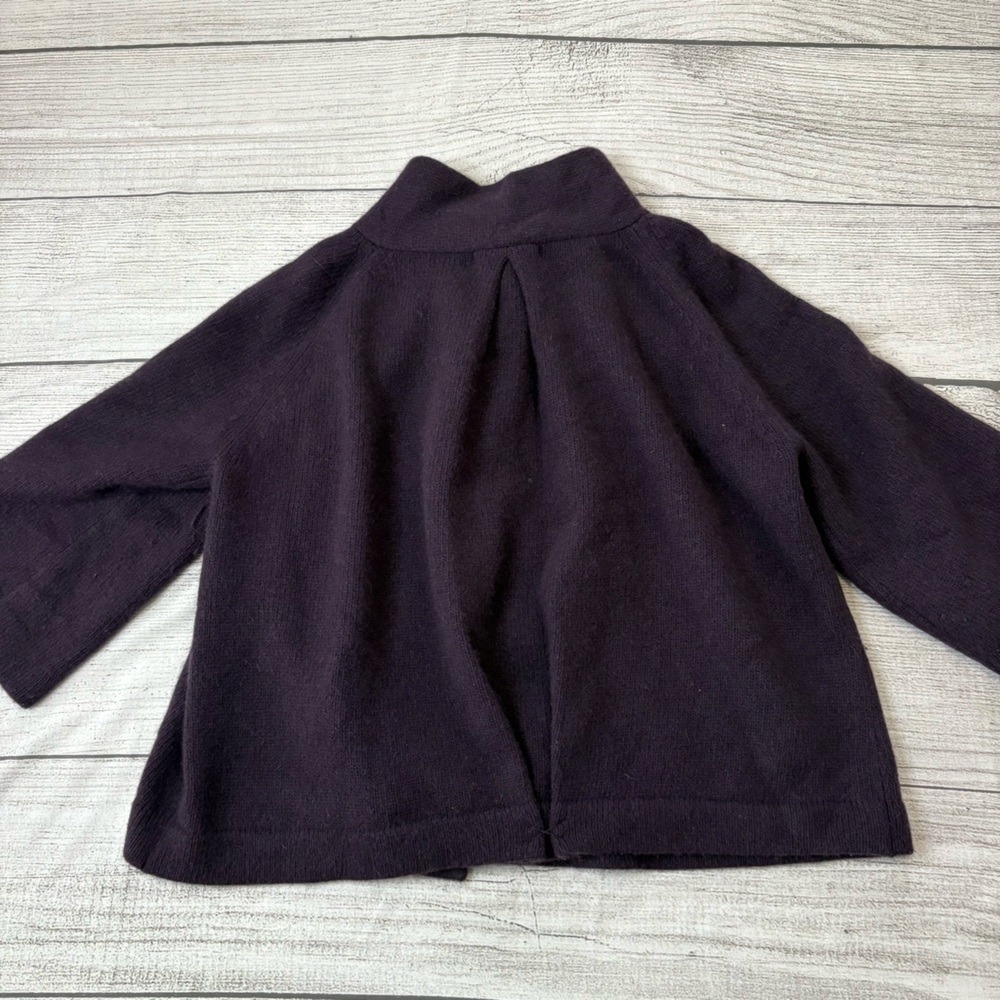 Sarah Spencer Womens Plum Lambswool Angora Two Button Cape Cardigan Poncho Large - Picture 2 of 5